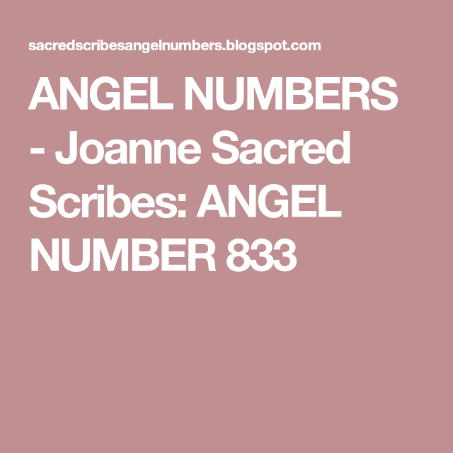 Angel Number 833 Joanne