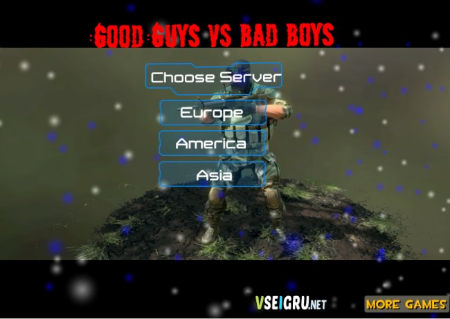 The Xtreme Good Guys vs Bad Guys game has different servers to choose from