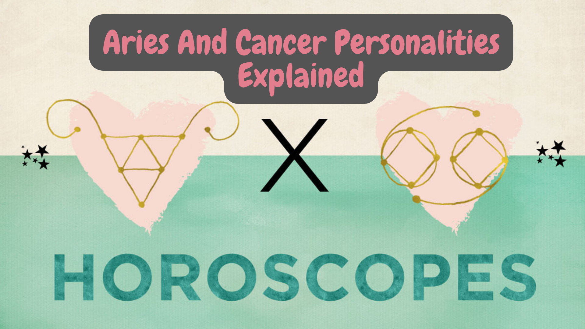 Aries and Cancer sign with words Aries And Cancer Personalities Explained Horoscope