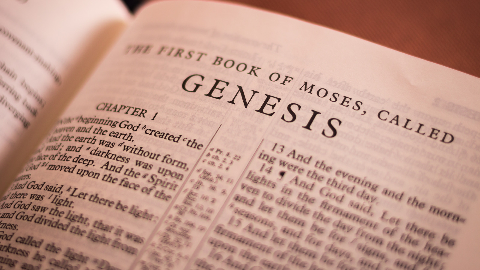 The Bible on page of book of Genesis