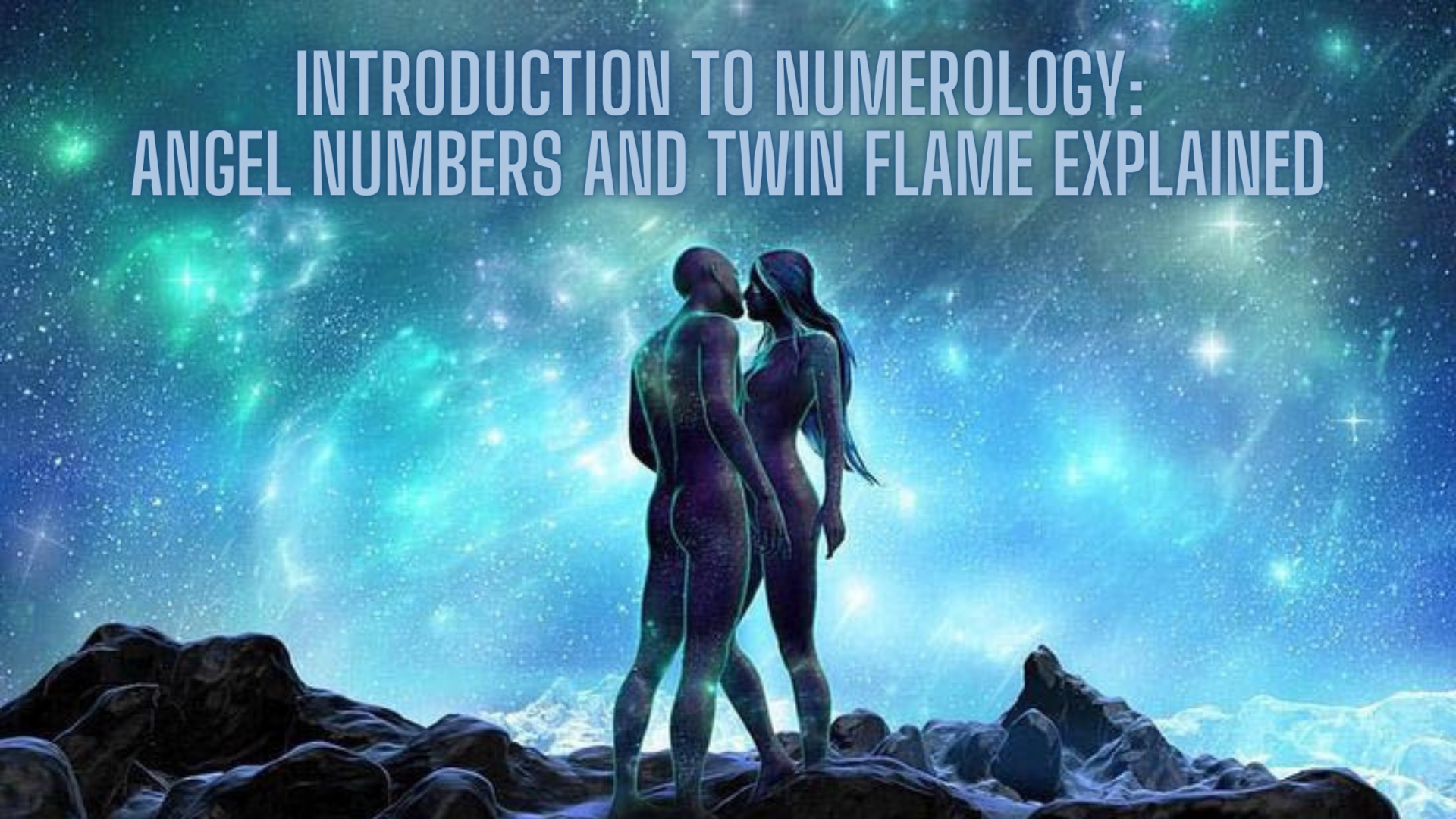 A man and woman standing and kissing with words Introduction To Numerology: Angel Numbers And Twin Flame Explained