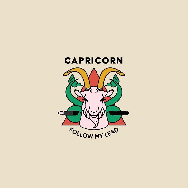Capricorn, a sea go with a quill