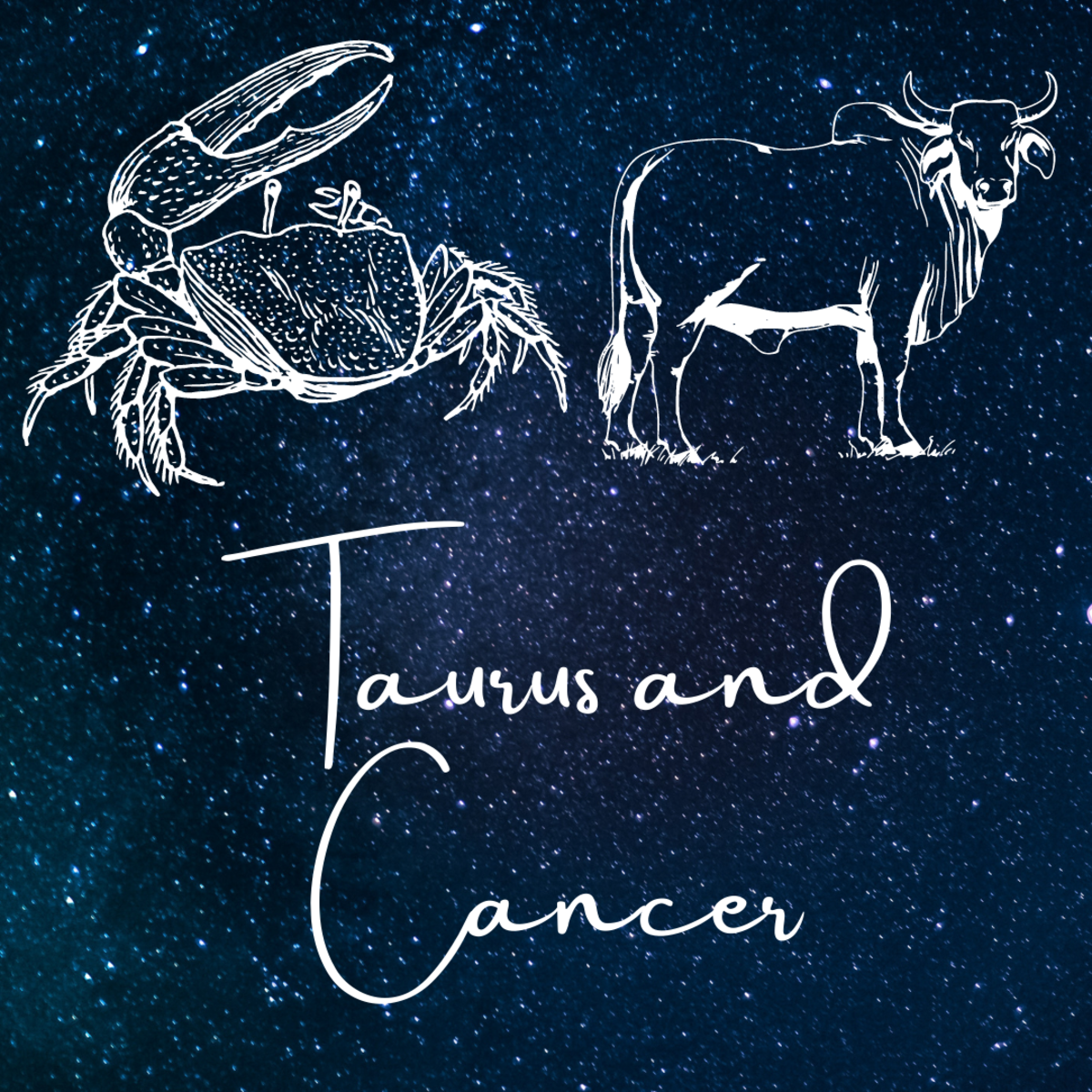 Taurus and cancer sign on galaxy background