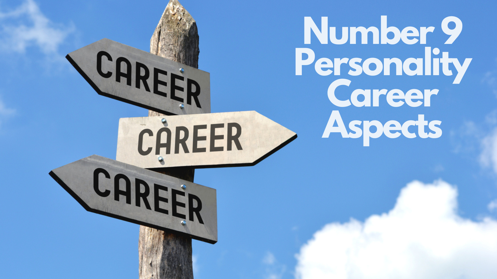 Road signage with career word written on it and words Number 9 Personality Career Aspects