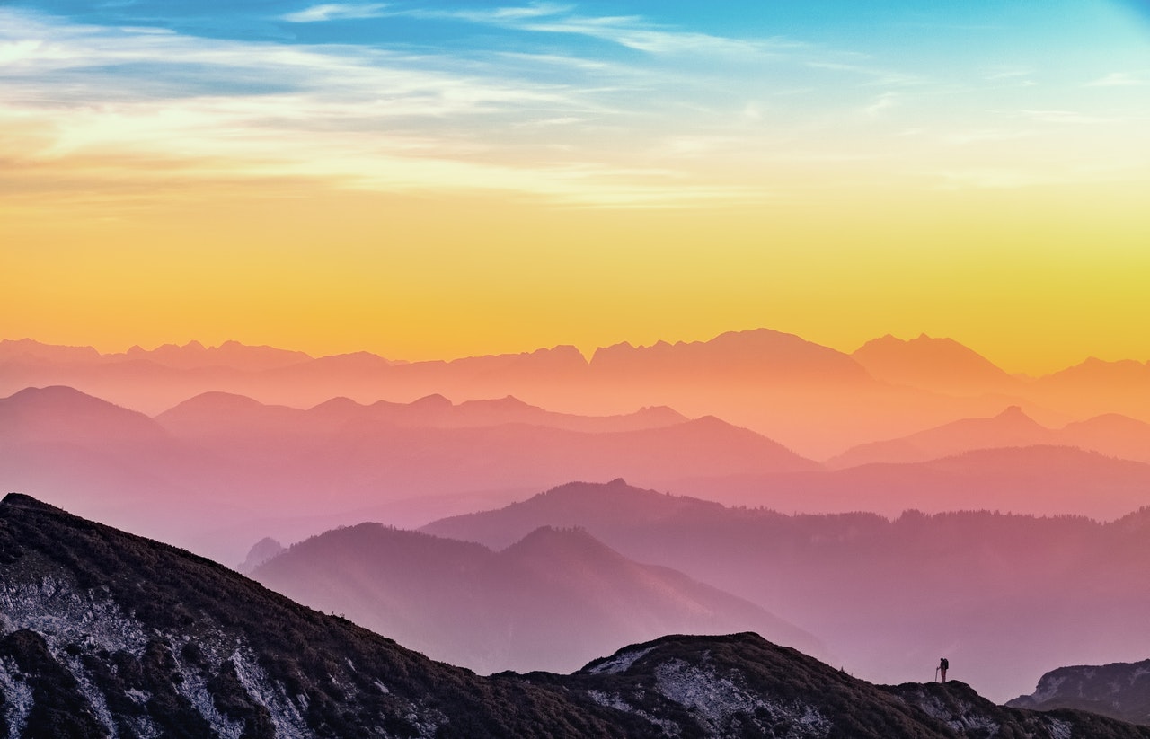 Silhouette Of Mountains With Colorful Hues