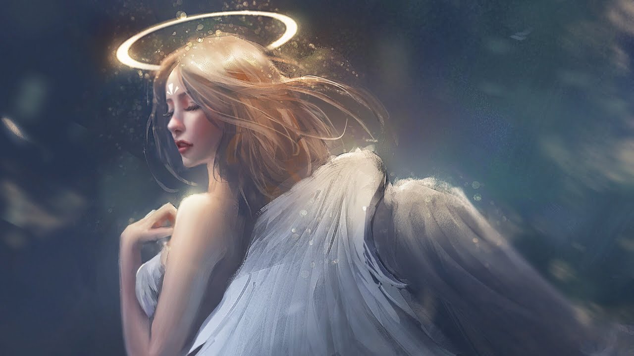 Girl With Golden Hair And White Wings