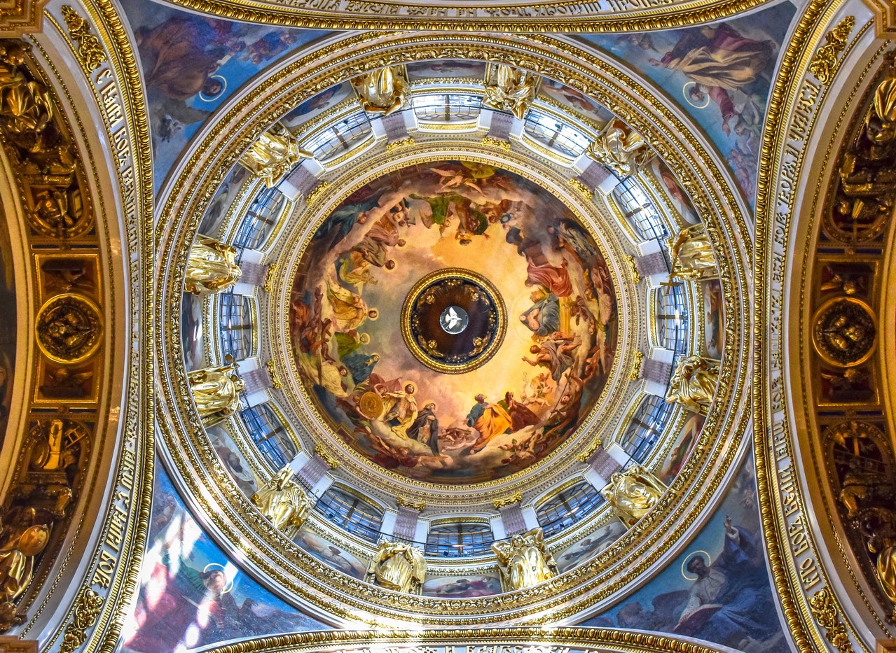 Religious Paintings On A Cathedral_s Ceiling