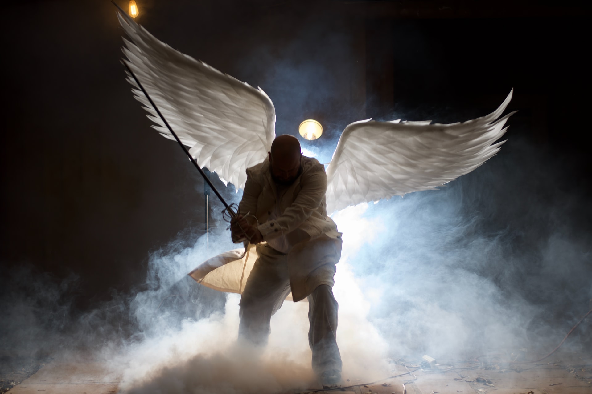 Man In Jacket With Angel Wings