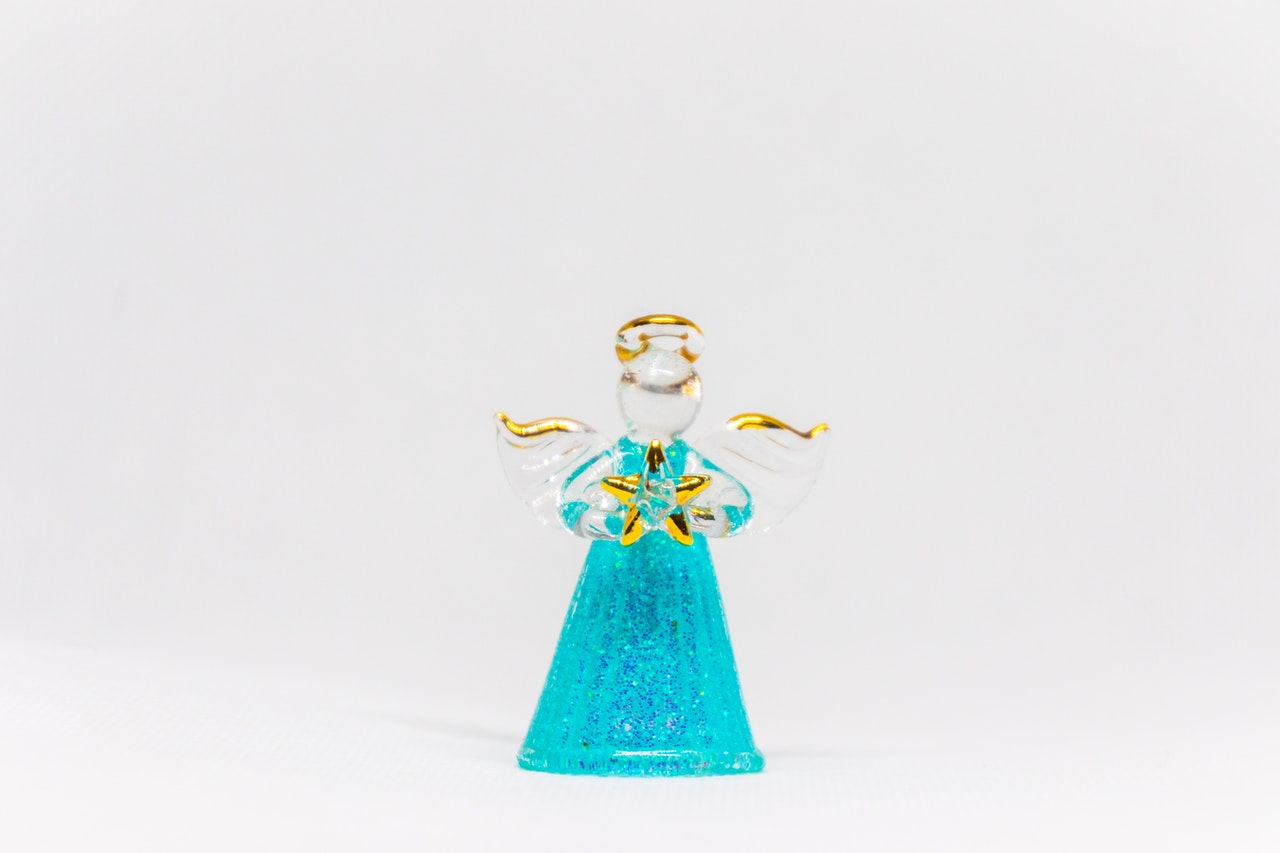 Teal Glass Angel Figurine