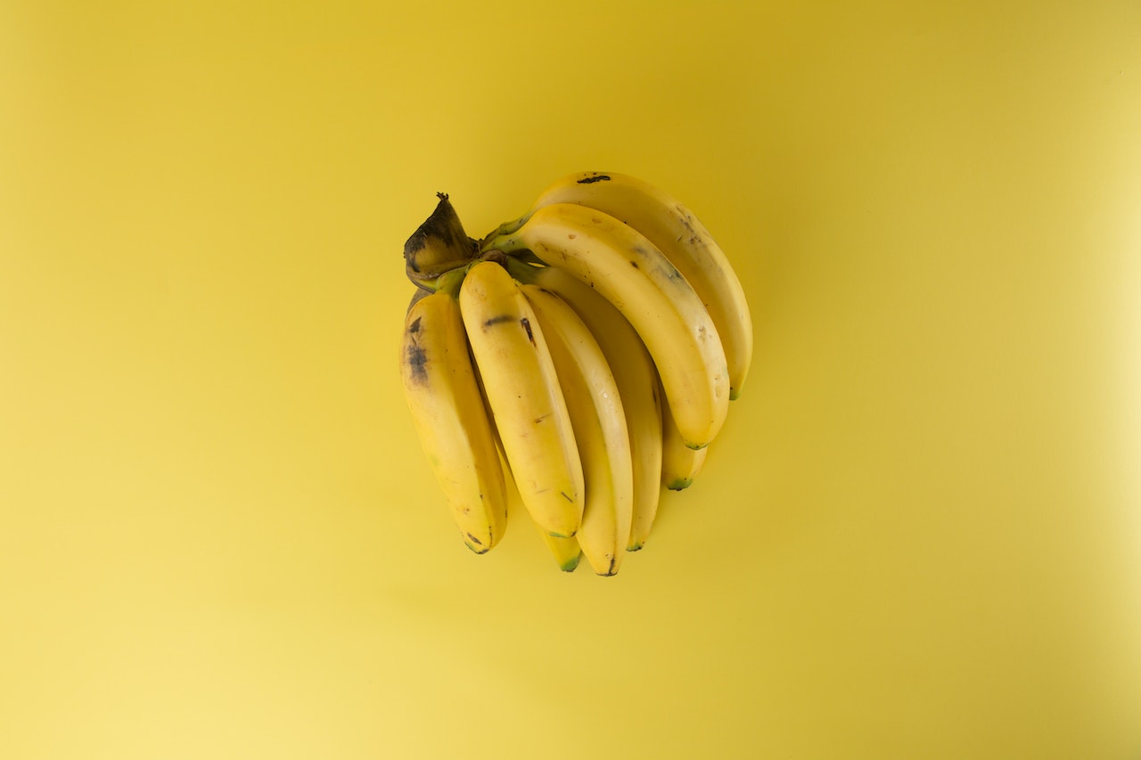 Riped Bananas Woth Yellow Background