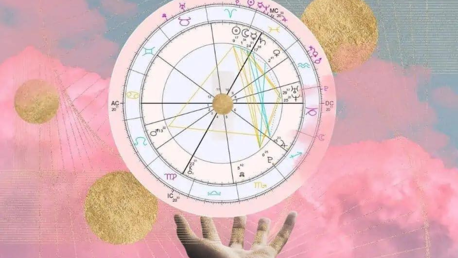A hand seemingly lifting an Ethereal Astrology Birth Chart