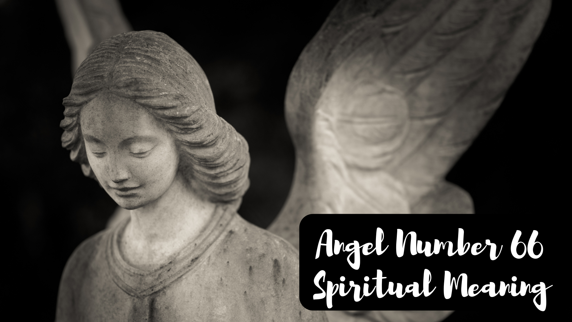 An angel statue with words Angel Number 66 Spiritual Meaning