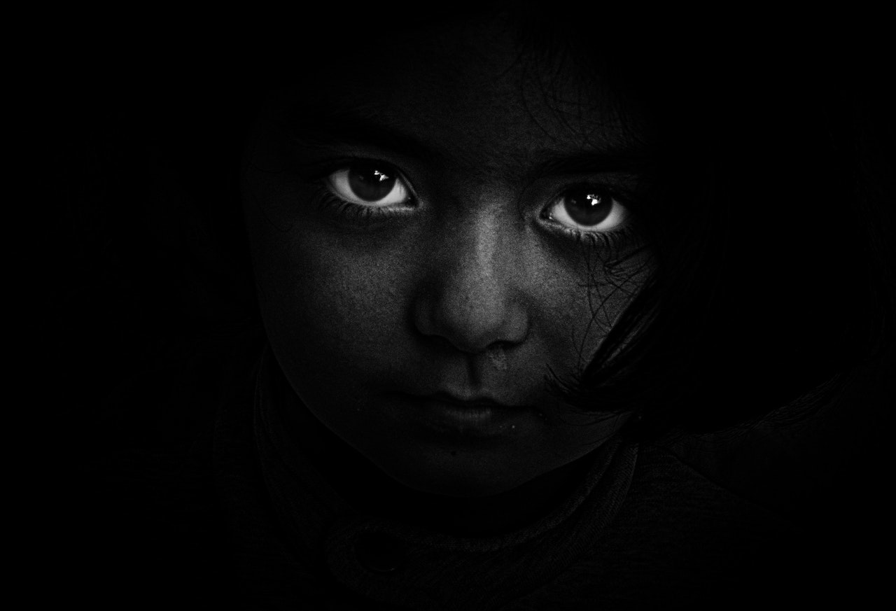 Grayscale of Girl's Face