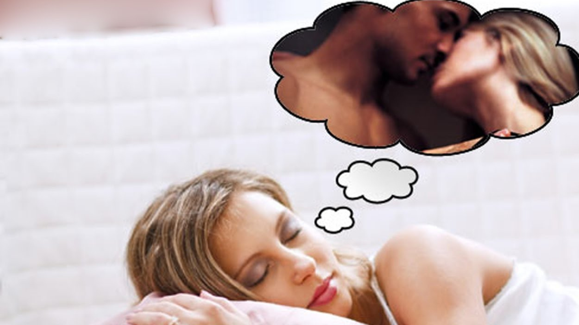 Sleeping woman dreaming of making love