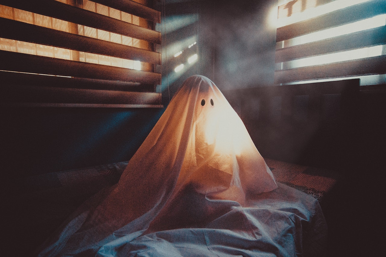 A Person Wearing A Halloween Costume And Acting As A Spooky Ghost