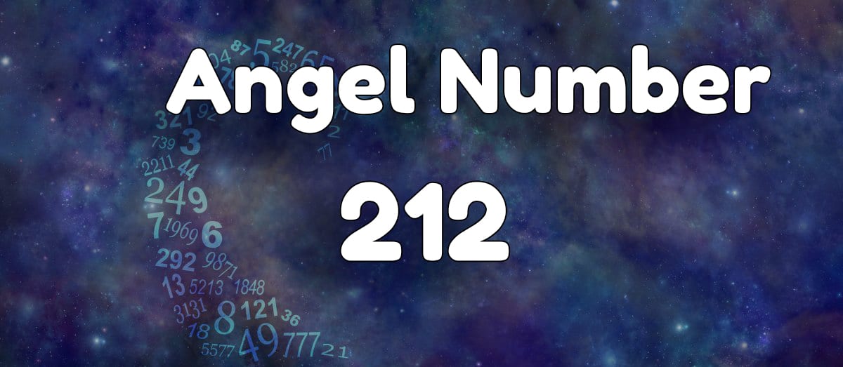Blue galaxy theme background with various numbers and words Angel Number 212