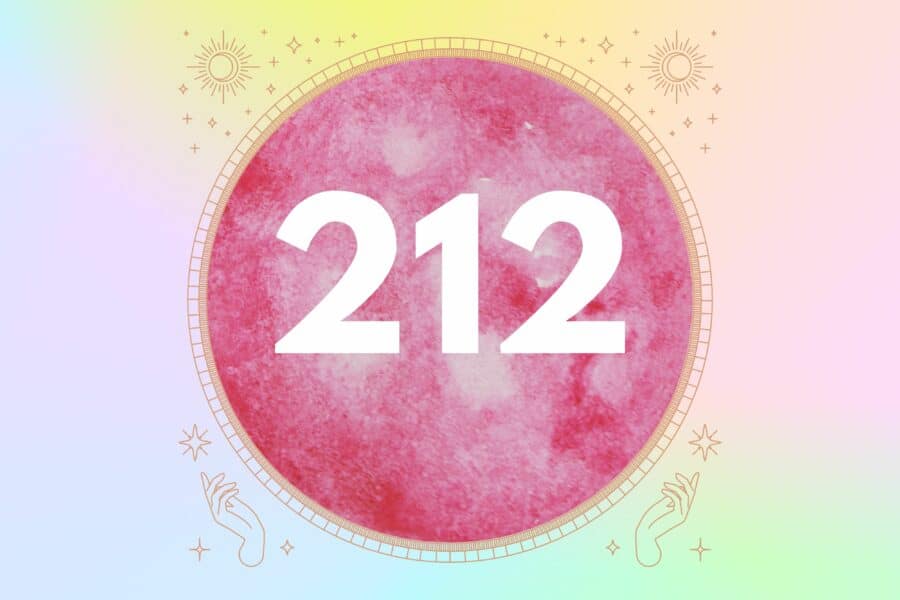 212 angel number in a pink circle