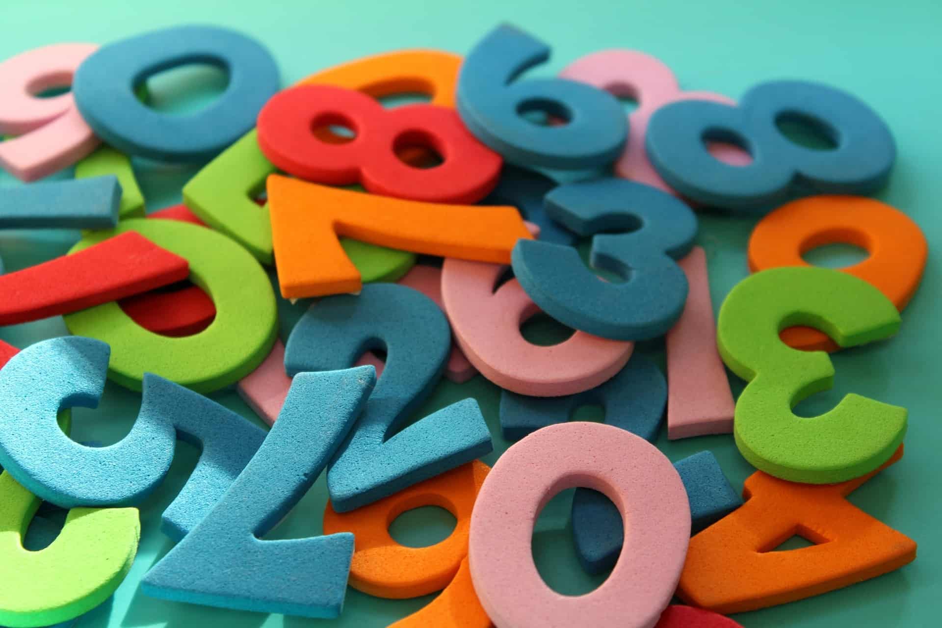Colorful rubber numbers