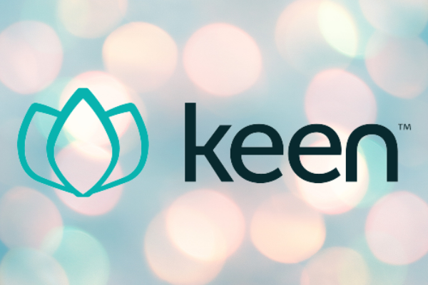 Keen logo on a pastel colored background