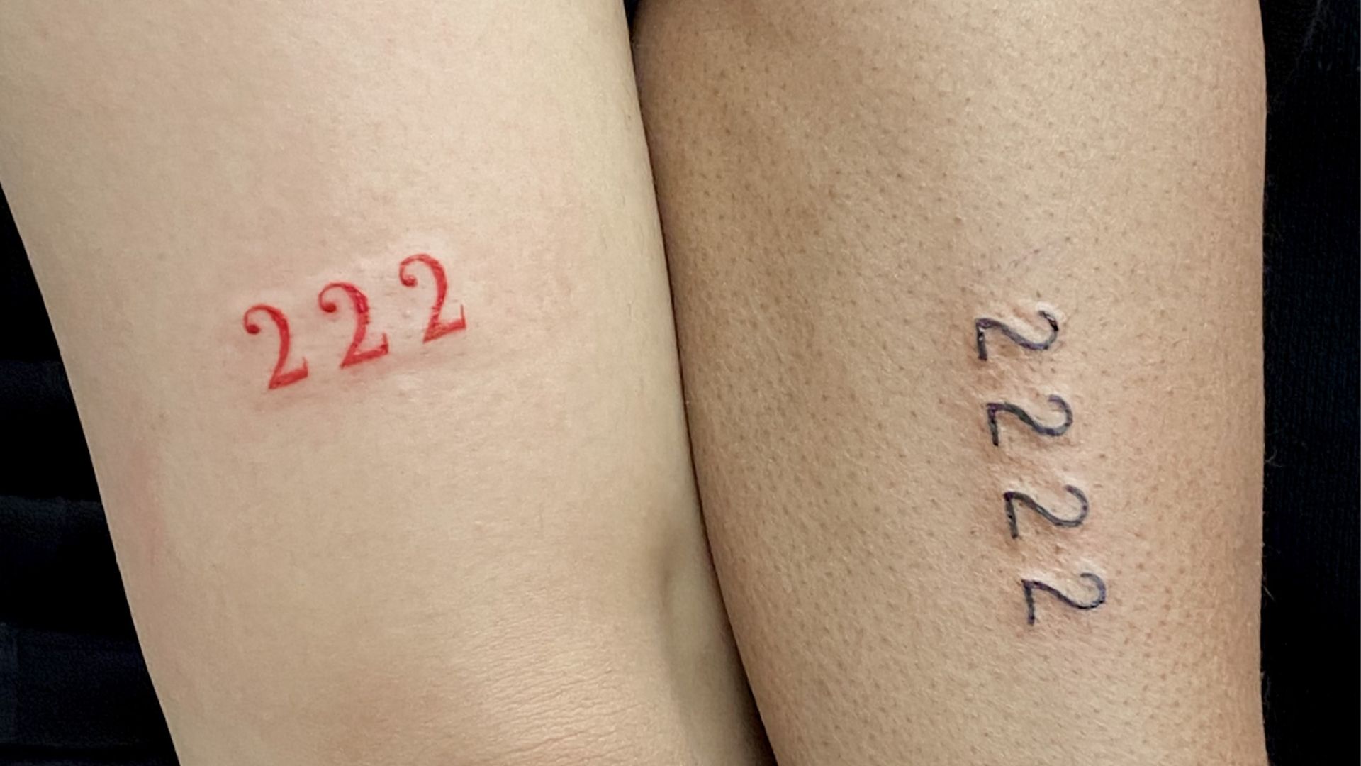 222 Angel Number Tattooed On Person's Calf