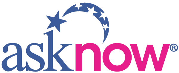 Asknow logo on white background