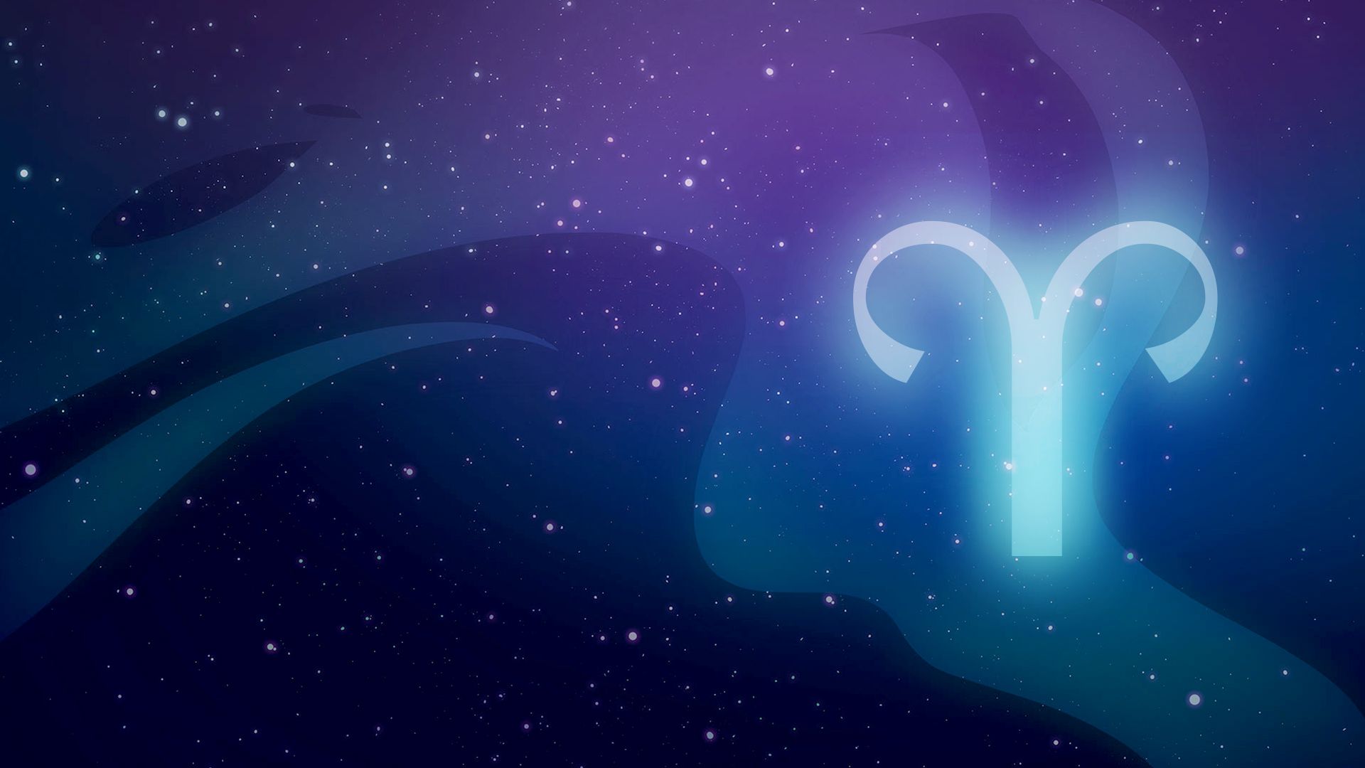 Neon Colored Aries Sign In Galaxy