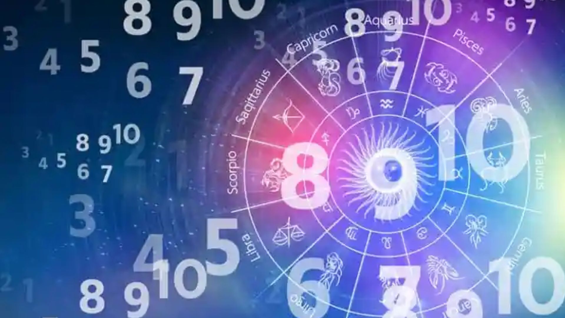 Numbers and a circle chart of zodiac signs