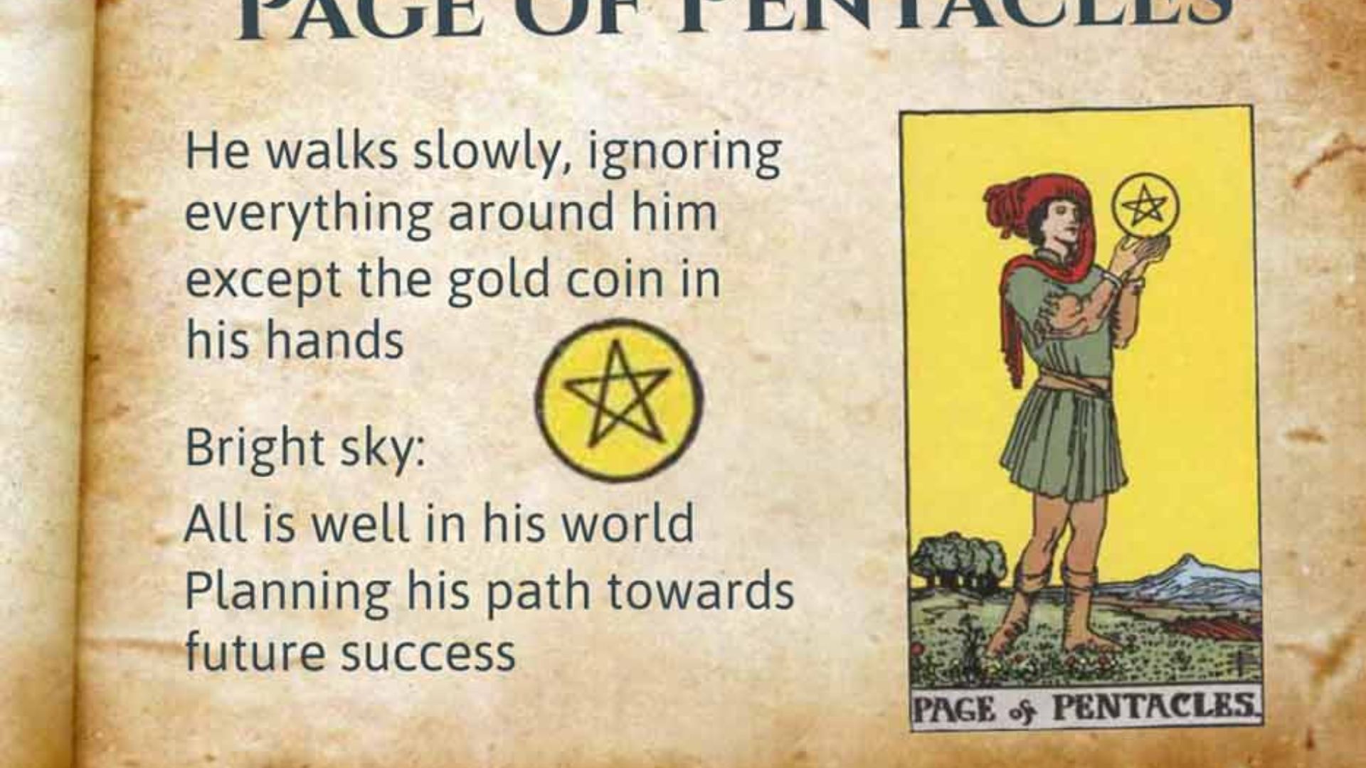 Page Of Pentacles Card With Its Desription