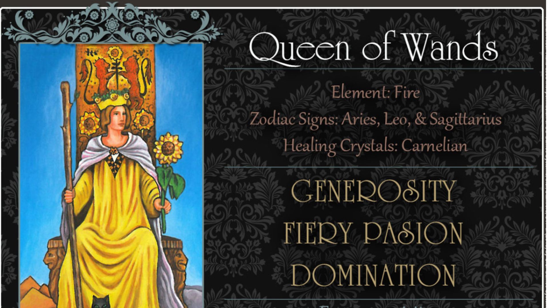 Queen Of Wands Tarot Card With Description
