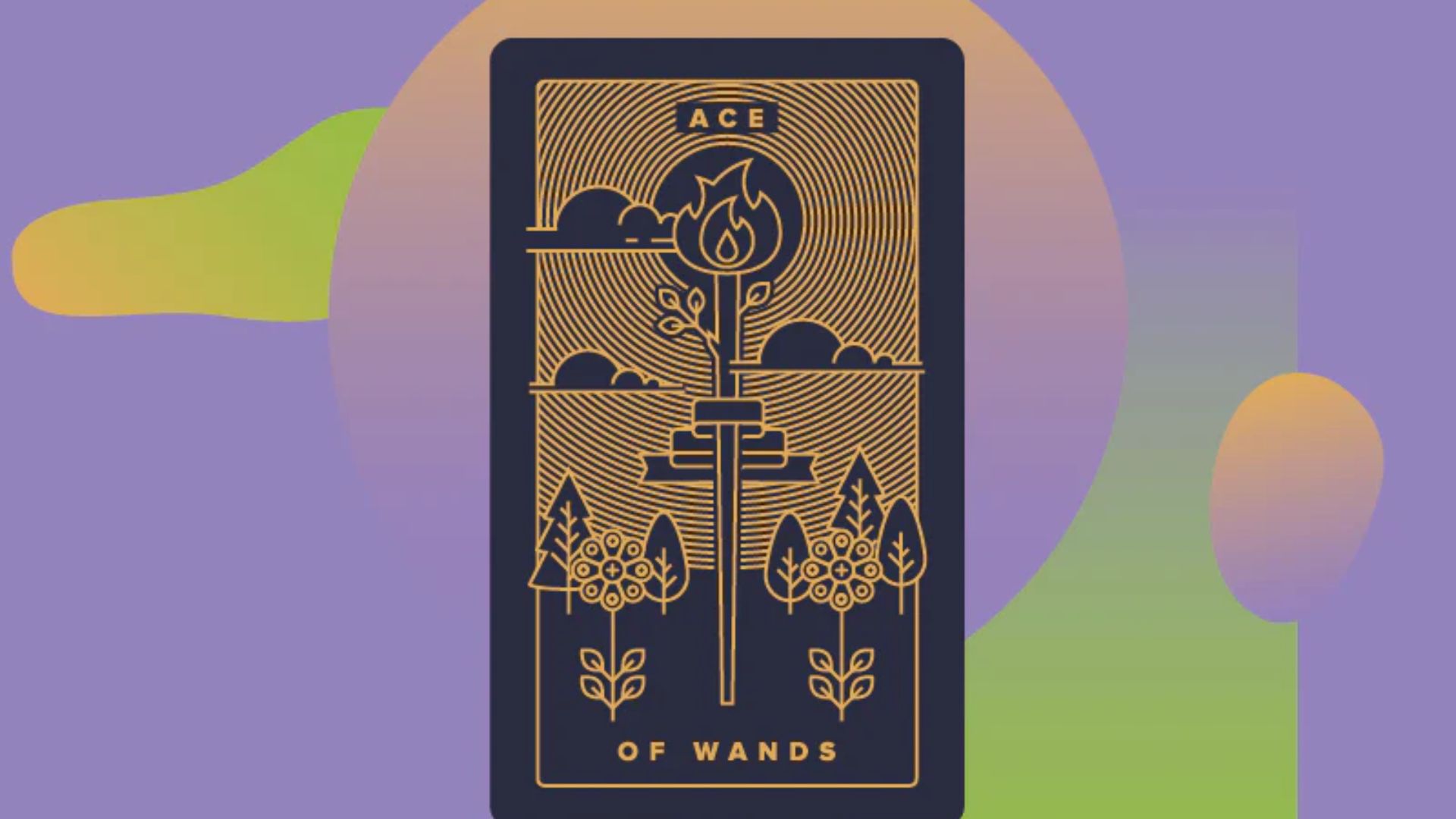Black And Golden Ace Of Wands Tarot Card