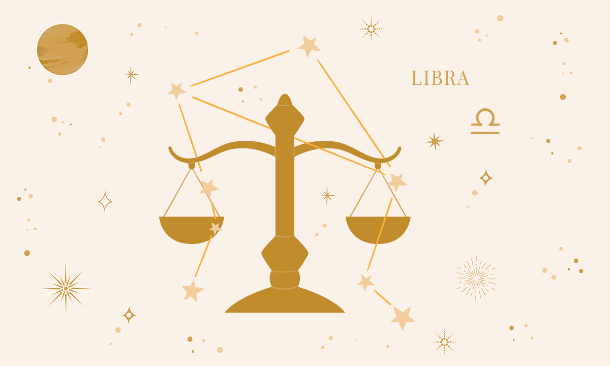 Libra zodiac sign symbol, constellation, and a weighing sclae