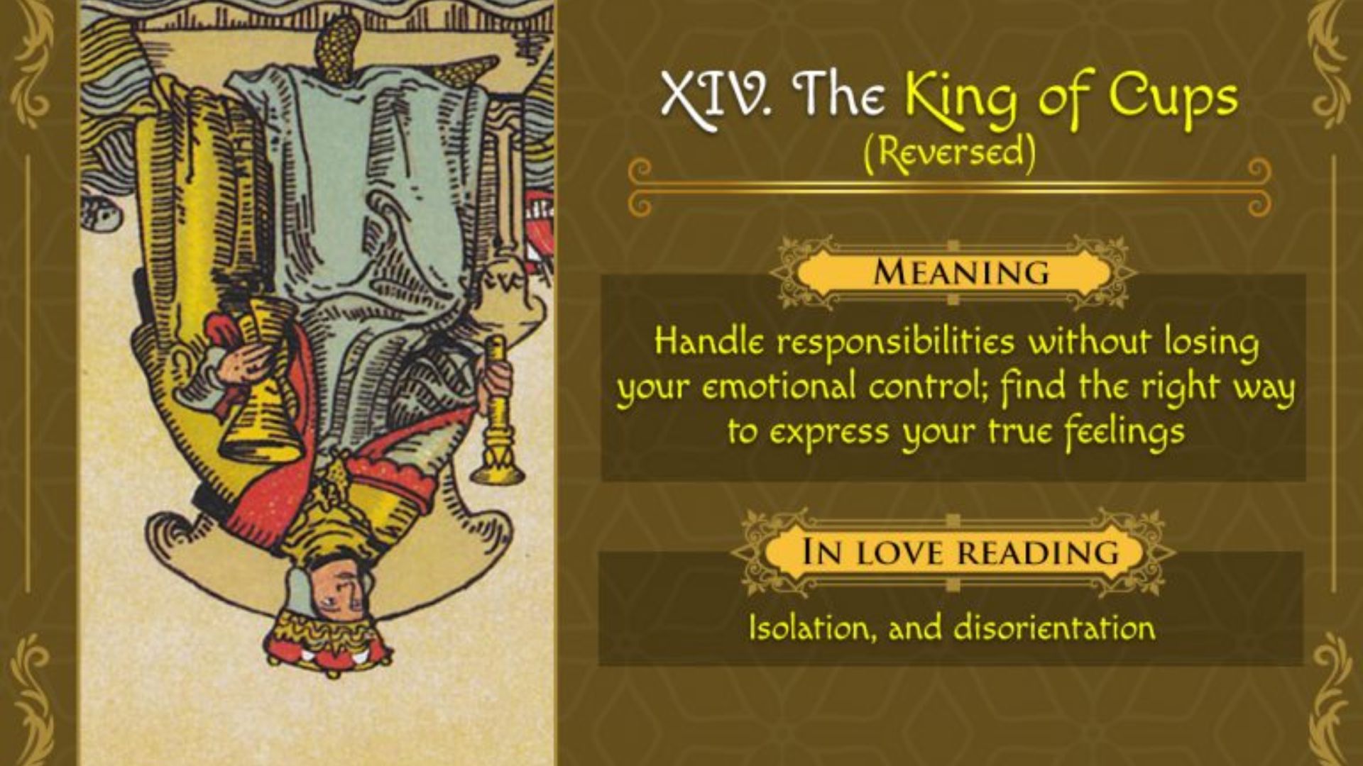 King of Cups Tarot Card Raversed