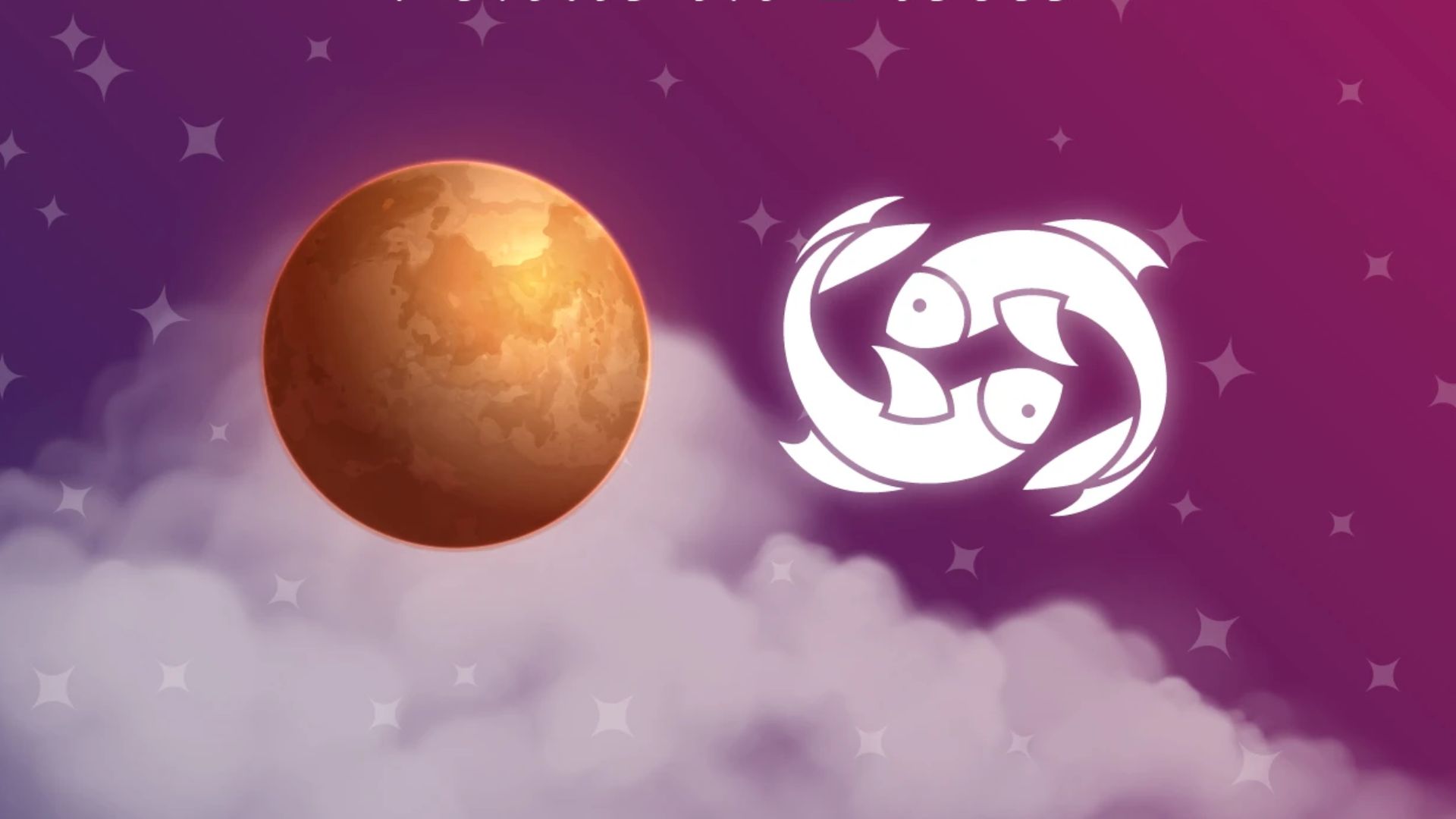 Pisces Zodiac Sign And Venus With Purple Background