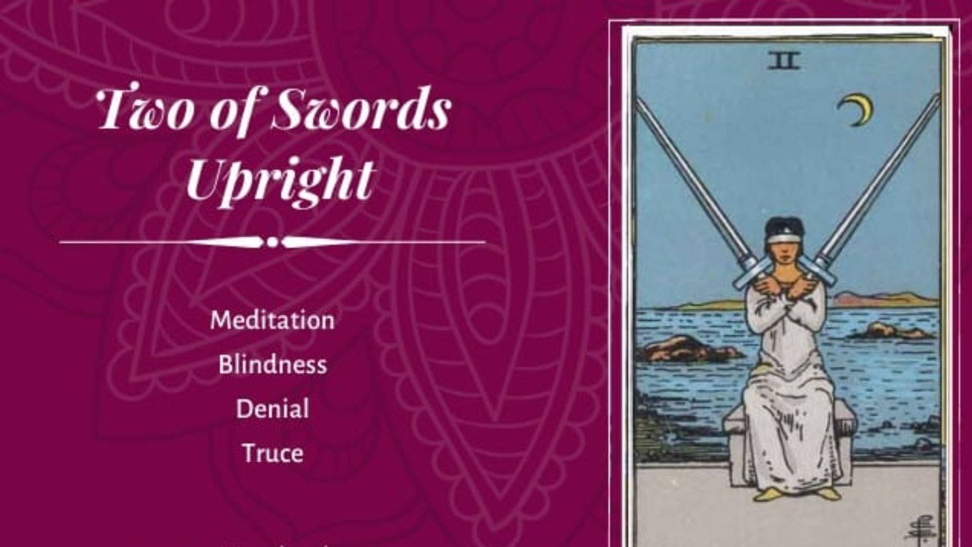 2 Of Swords Tarot Card In Pink Background