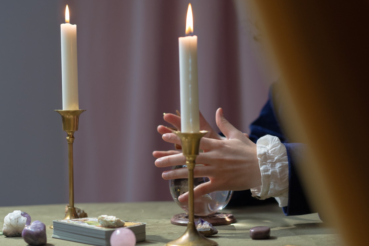 Hands Over Fortune Telling Crystal Ball Candles