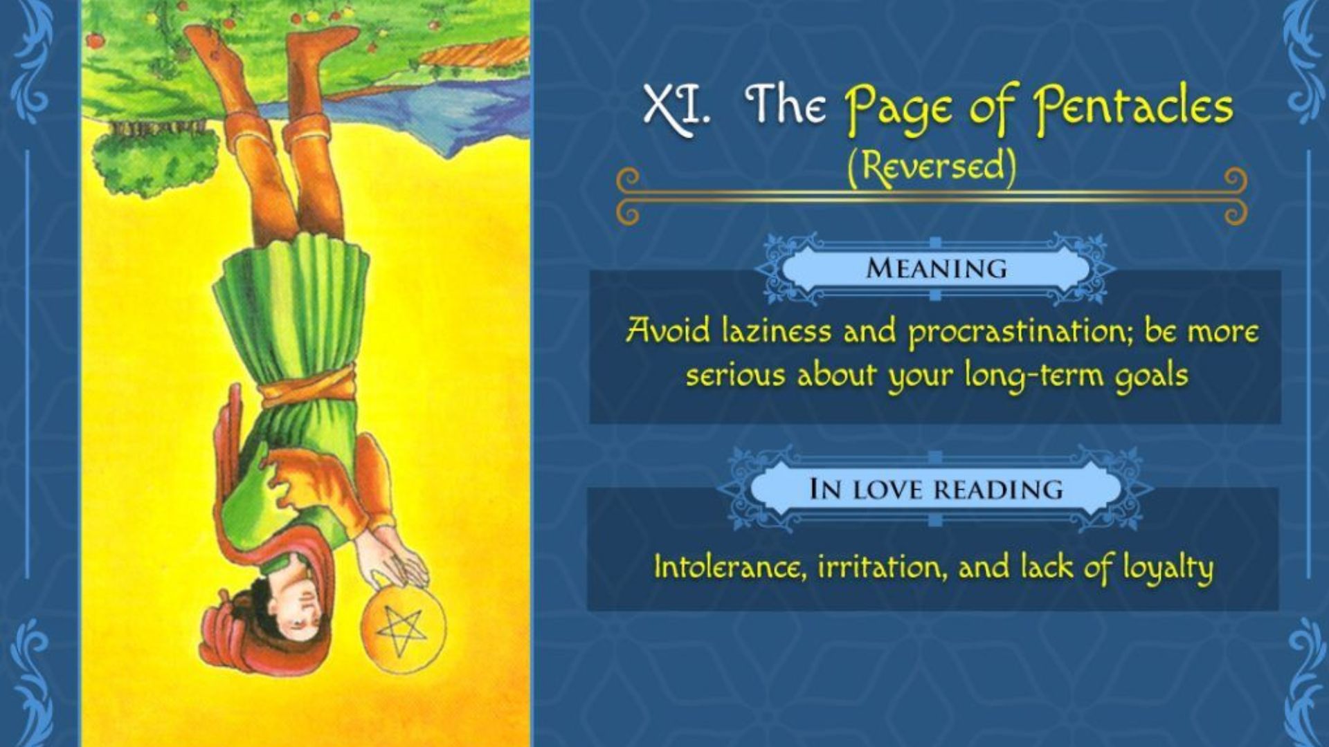 Page Of Pentacles Reversed With Description