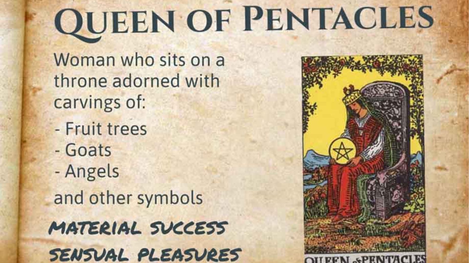 Queen Of pentacles Tarot Card With Its  Description