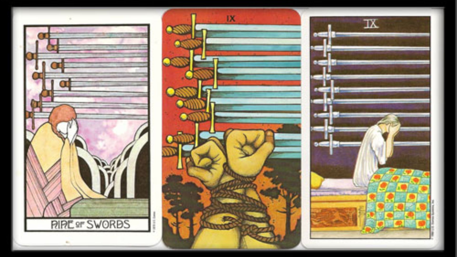 3 Different Types Of 9 Of swords Tarot Card
