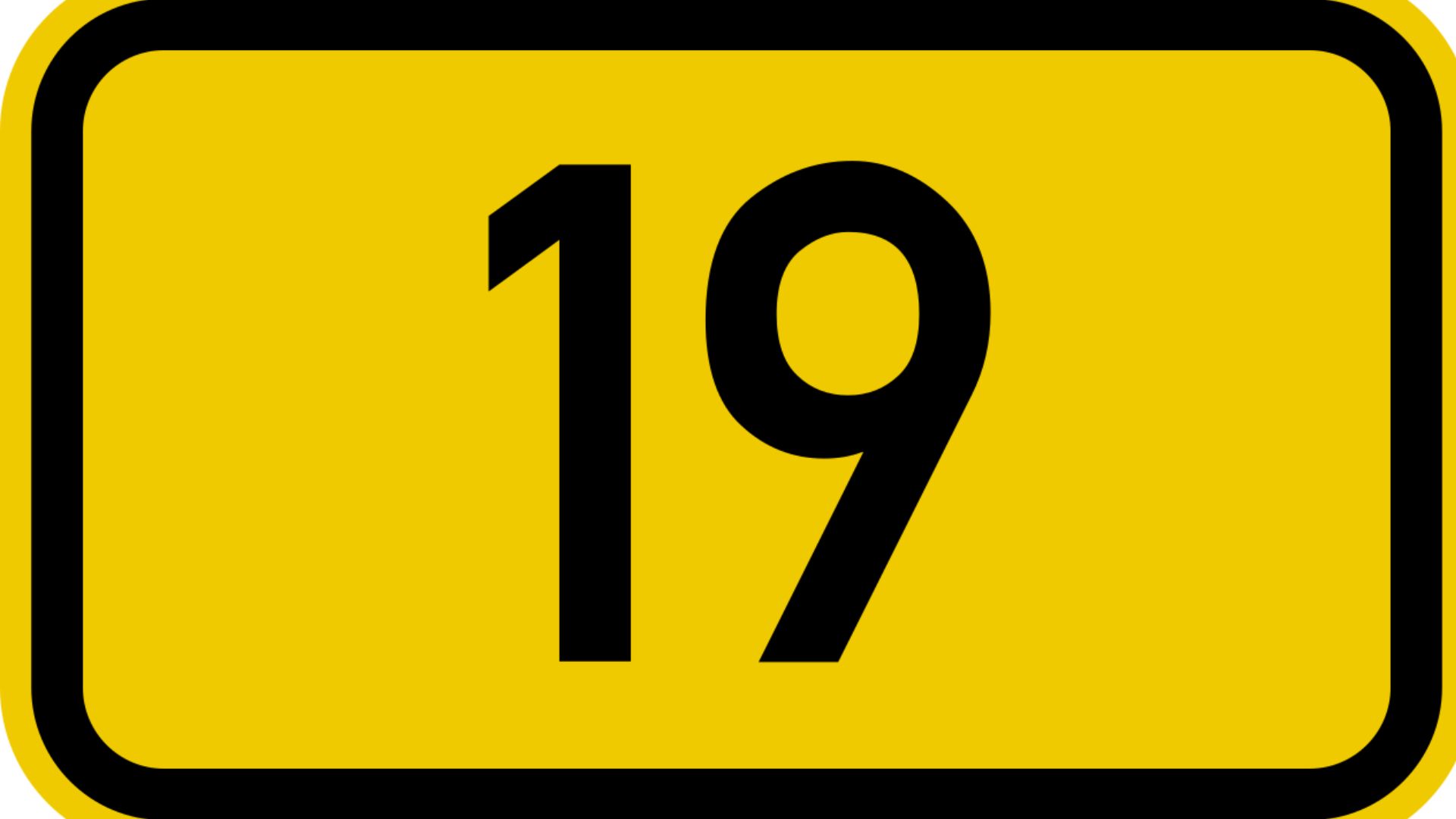 Number 19 In Yellow Color