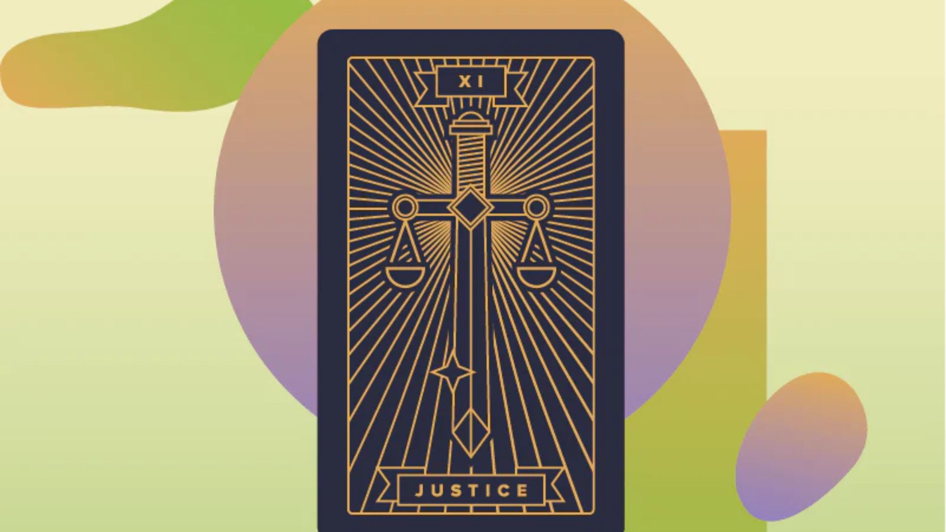 Black And Golden Justice Tarot Card