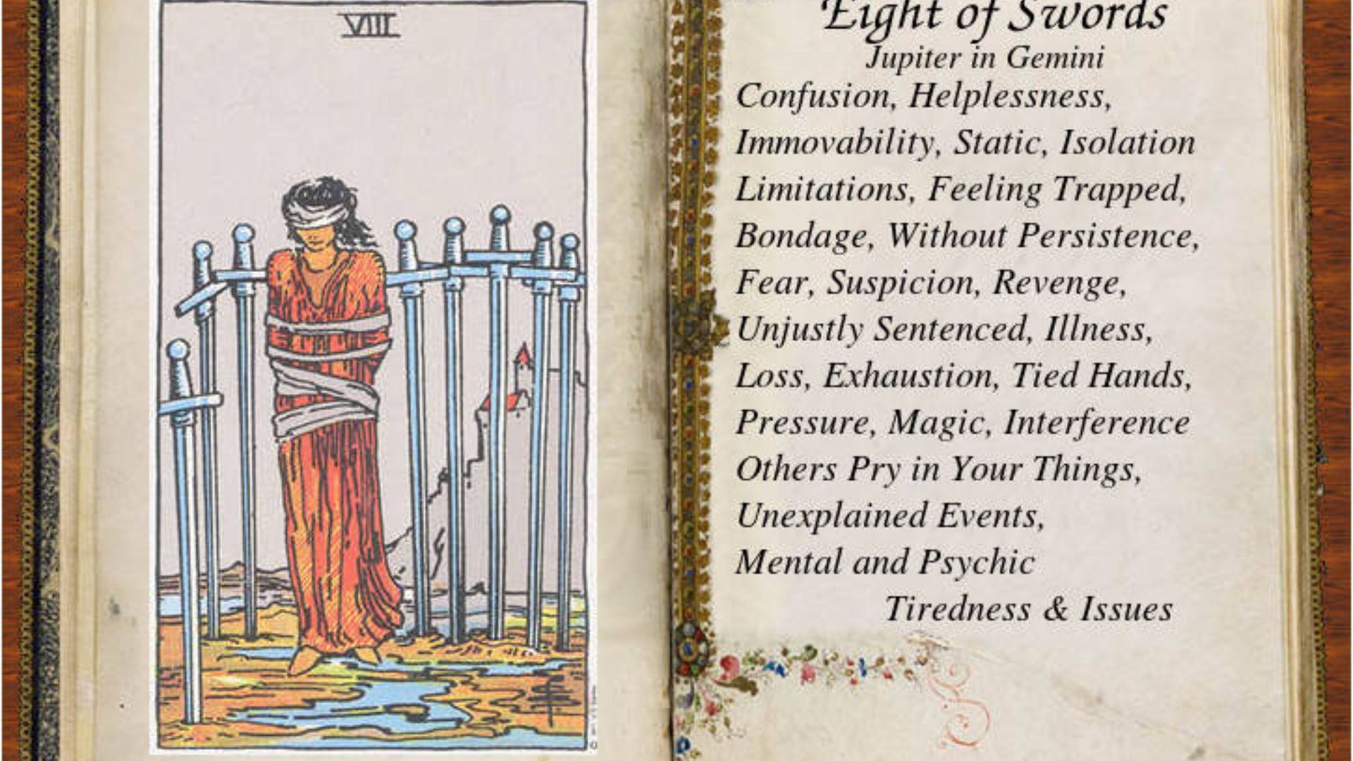 8 Of swords Tarot Card With Description