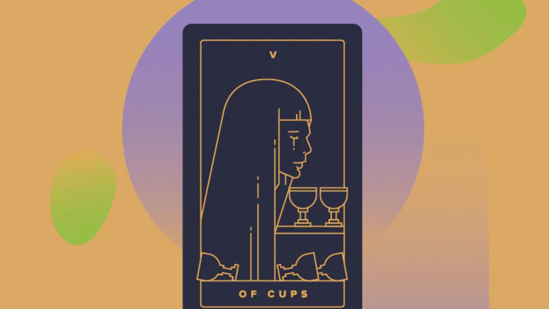 Black And Golden 5 Of Cups Tarot Card