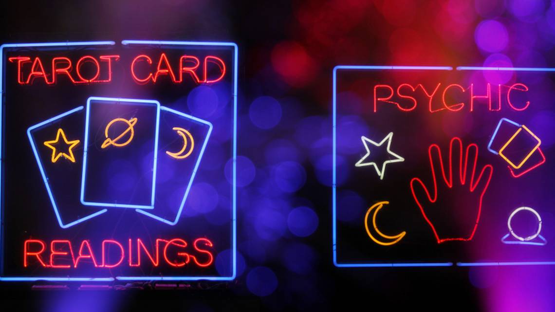 Tarot card reading had psychic themed LED glow light poster