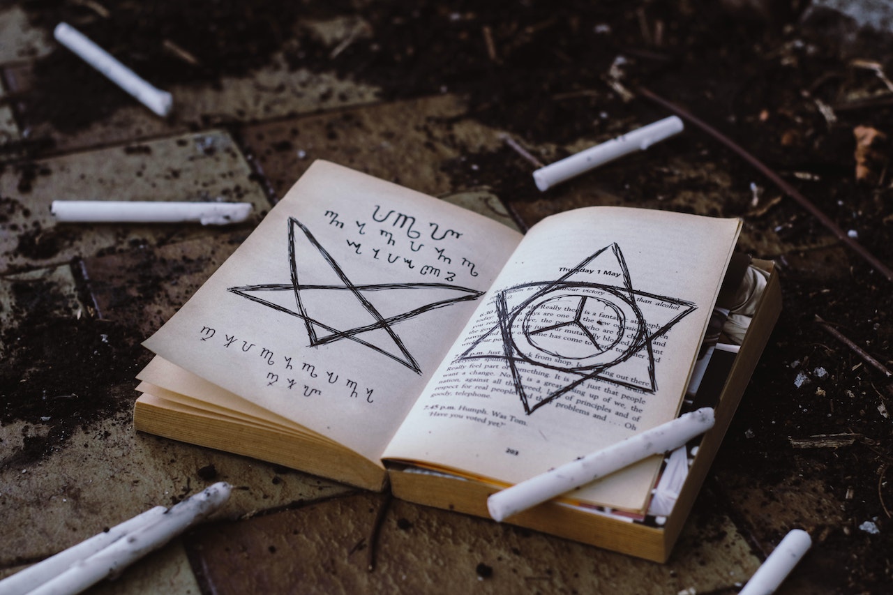 A Book For Witchcraft With Stars Written on the Pages