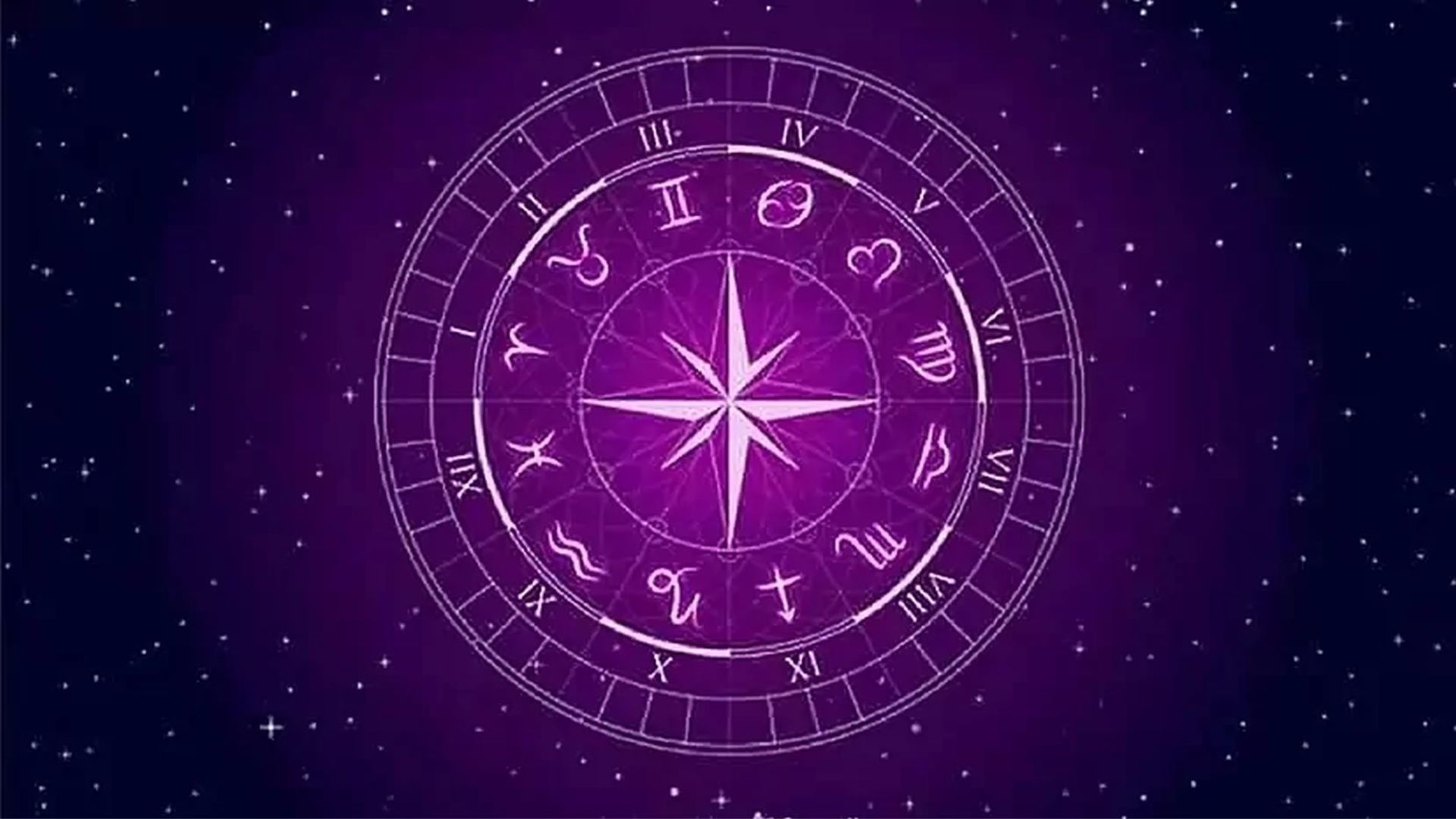 Compass Between A Zodiac Signs Wheel
