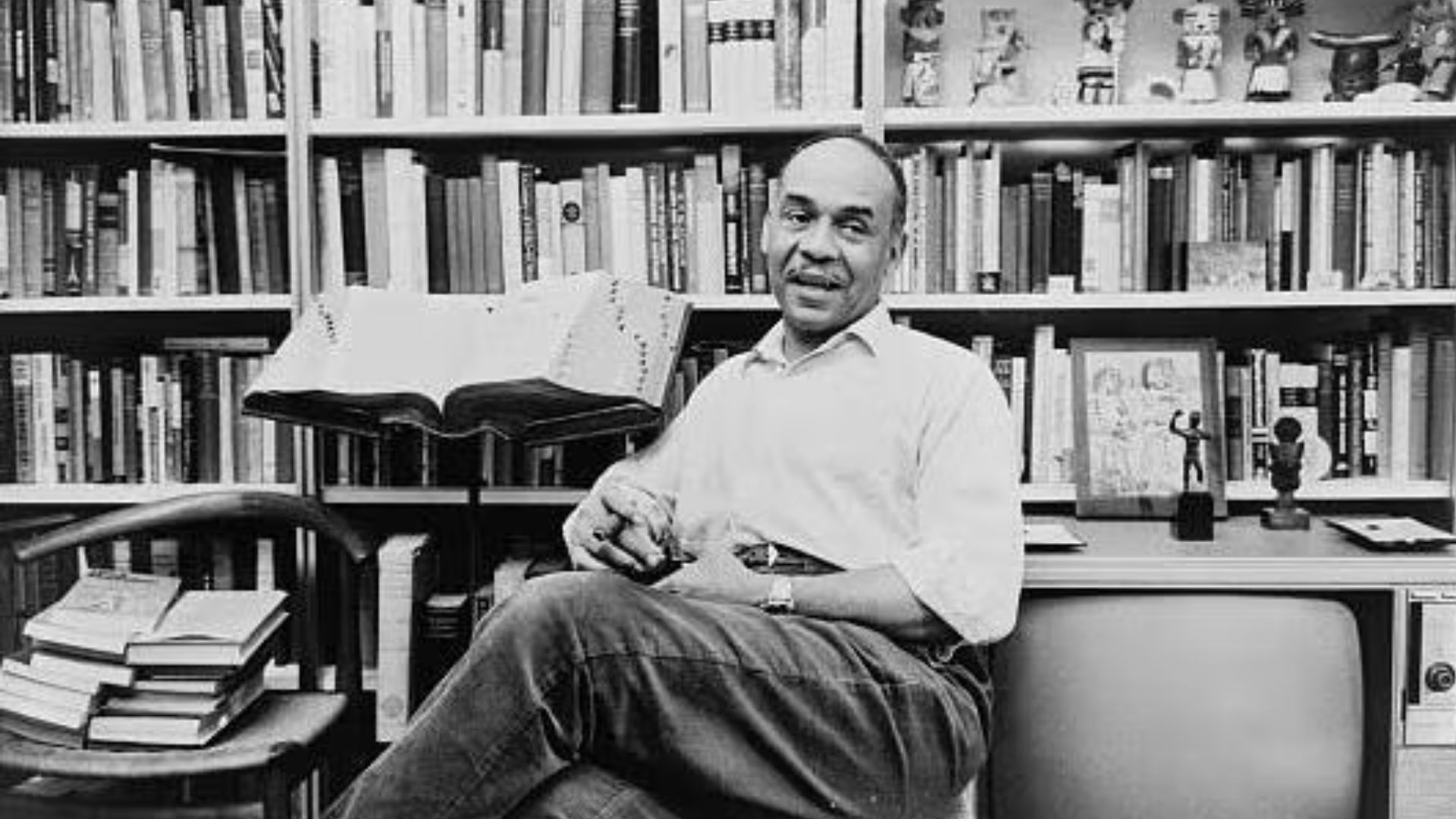 Ralph Ellison Sitting In A Library