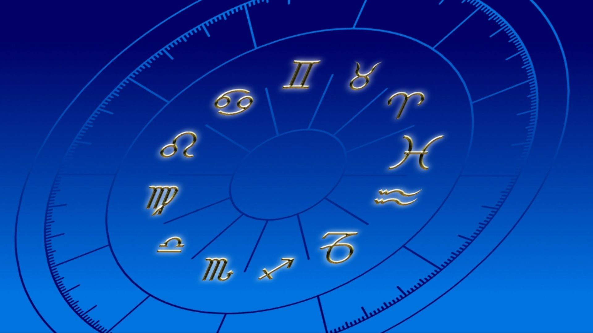 Zodiac Signs In A Blue Circle
