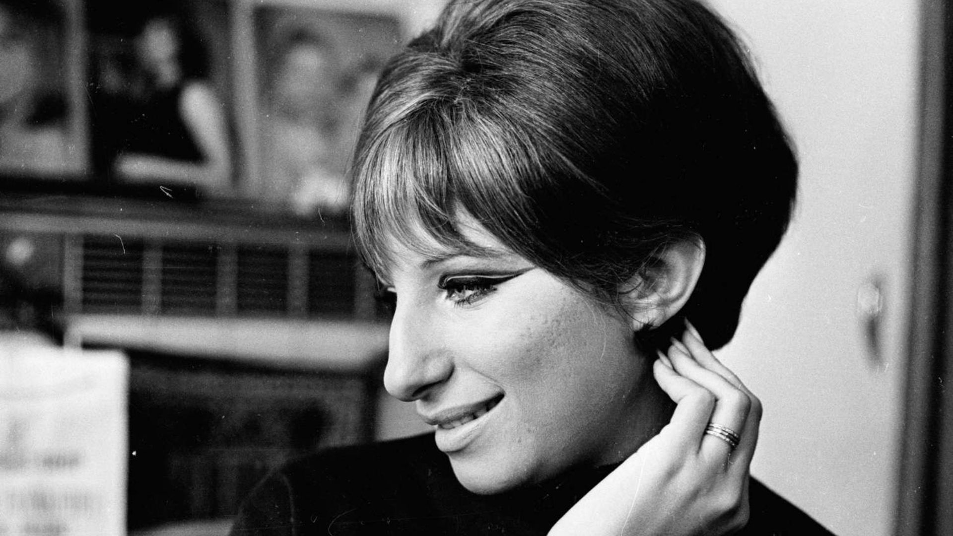 Black And White Shot Of Barbra Streisand