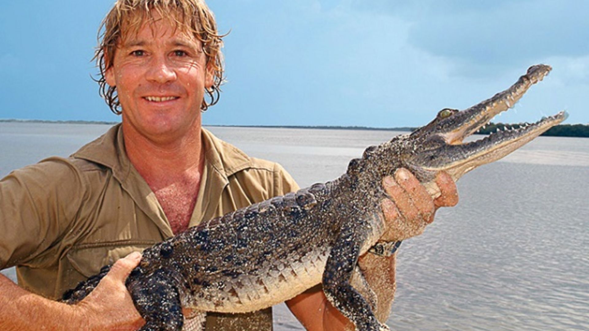 Steve Irwin Holding A Crocodile