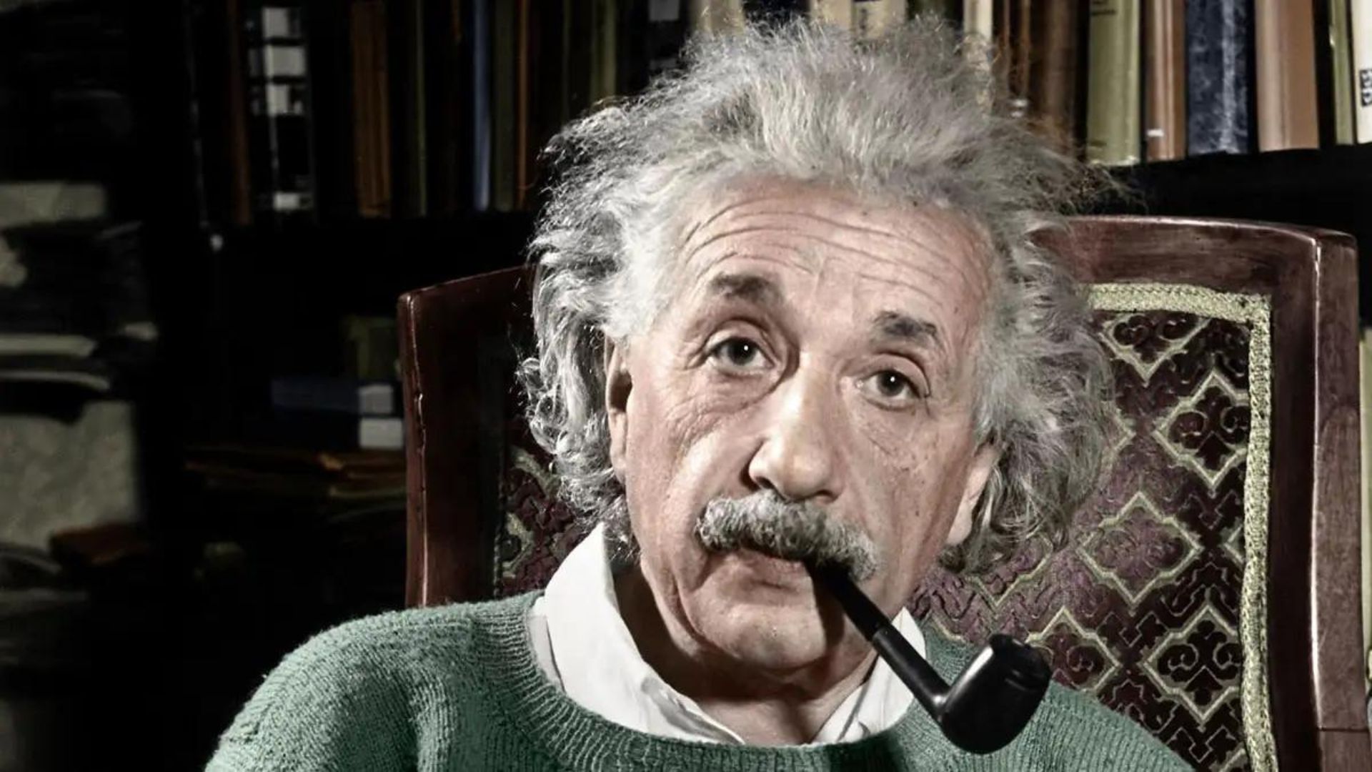 Albert Einstein Sitting And Smoking